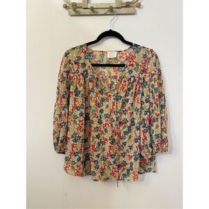 Anthropologie Pins & Needles Floral Boho Blouse S
